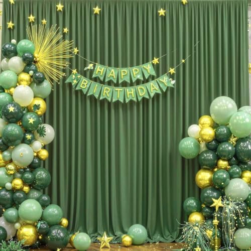 10x10 Valley Green Backdrop Curtain for Parties Wrinkle Free Dark Green Photo Curtains Backdrop Drapes Fabric