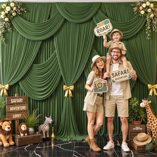 10x10 Valley Green Backdrop Curtain for Parties Wrinkle Free Dark Green Photo Curtains Backdrop Drapes Fabric, alternate view