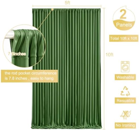 10x10 Valley Green Backdrop Curtain for Parties Wrinkle Free Dark Green Photo Curtains Backdrop Drapes Fabric, alternate view