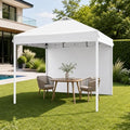 10x10 White Instant Canopy Tent 1 Sidewall Height Adjustable Portable Gazebo One-Touch Setup with Wheeled Bag