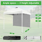 10x10 White Instant Canopy Tent 1 Sidewall Height Adjustable Portable Gazebo One-Touch Setup with Wheeled Bag, alternate view