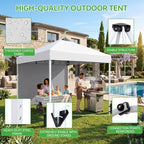 10x10 White Instant Canopy Tent 1 Sidewall Height Adjustable Portable Gazebo One-Touch Setup with Wheeled Bag, alternate view