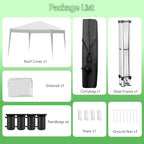 10x10 White Instant Canopy Tent 1 Sidewall Height Adjustable Portable Gazebo One-Touch Setup with Wheeled Bag, alternate view