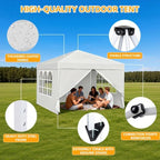 10x10 White Pop Up Canopy Tent 4 Sidewalls Height Adjustable Portable Gazebo One-Push Setup with Wheeled Bag for, alternate