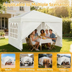 10x10 White Pop Up Canopy Tent 4 Sidewalls Height Adjustable Portable Gazebo One-Push Setup with Wheeled Bag for, alternate