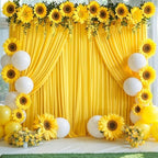 10x10 Yellow Backdrop Curtain for Parties Wrinkle Free Lemon Yellow Photo Curtains Backdrop Drapes Fabric, alternate view 3
