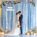 10x10ft Baby Blue Backdrop Curtains with Lights String for Parties,2 Panels in 5'(W) x 10'(H), 2 panels in Baby, alternate