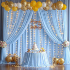 10x10ft Baby Blue Backdrop Curtains with Lights String for Parties,2 Panels in 5'(W) x 10'(H), 2 panels in Baby, alternate