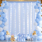 10x10ft Baby Blue Chiffon Backdrop Curtain with Lights String for Wedding Sheer Tulle Curtain Photo Backdrops, alternate view