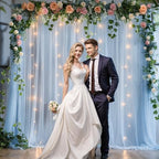 10x10ft Baby Blue Tulle Backdrop Curtain with Lights String for Parites, Sheer Photo Backdrop Curtain Drapes for, alternate