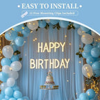 10x10ft Baby Blue Tulle Backdrop Curtain with String Lights, Wrinkle-Free Sheer Baby Shower Backdrop for, alternate view 7