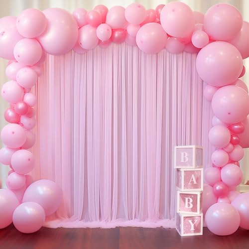 10x10ft Baby Pink Tulle Backdrop Curtain for Parites, Sheer Photo Backdrop Drpaes for Wedding Baby Shower Bridal, alternate