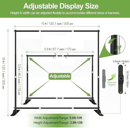 10x10ft Backdrop Banner Stand, Heavy Duty Step and Repeat Stand Kit in 10x10ft, alternate view 2