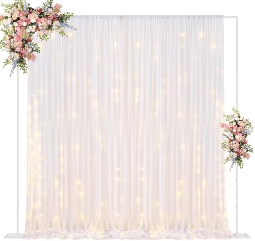 10x10ft Backdrop Stand Heavy Duty White Adjustable Pipe and Drape in 10x10ft