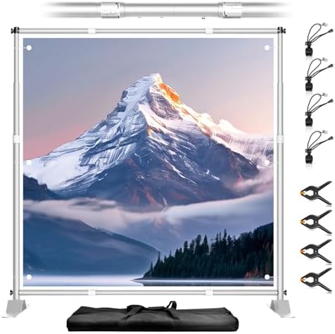 10x10FT Banner Stand, Heavy Duty Step and Repeat Stand, Silver in 10x10FT in Silver