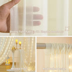 10x10FT Beige Wrinkle Free Backdrop Curtains with Lights String for Parties - Photo Curtain Backdrop with Lights, alternate