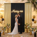 10x10ft Black and Metallic Gold Backdrop Curtains, Wrinkle Free 4 Panels 2.5x10ft Polyester Drapery Panels for