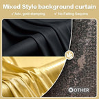 10x10ft Black and Metallic Gold Backdrop Curtains, Wrinkle Free 4 Panels 2.5x10ft Polyester Drapery Panels for, alternate