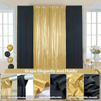 10x10ft Black and Metallic Gold Backdrop Curtains, Wrinkle Free 4 Panels 2.5x10ft Polyester Drapery Panels for, alternate