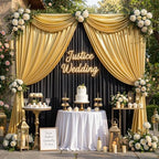 10x10ft Black and Metallic Gold Backdrop Curtains, Wrinkle Free 4 Panels 2.5x10ft Polyester Drapery Panels for, alternate