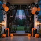 10x10ft Black Backdrop Curtain with Lights Sheer Tulle Curtains in 10x10ft, alternate view 3