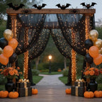 10x10ft Black Backdrop Curtain with Lights Sheer Tulle Curtains in 10x10ft, alternate view 4