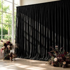 10x10FT Black Backdrop Curtains, 2 Panels 5x10FT Wrinkle-Free Polyester Drapes, Photo Backdrop for Wedding Party