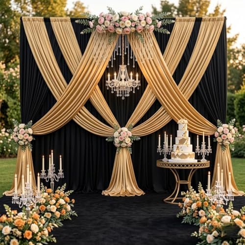 10x10FT Black Backdrop Curtains, 2 Panels 5x10FT Wrinkle-Free Polyester Drapes, Photo Backdrop for Wedding Party, alternate