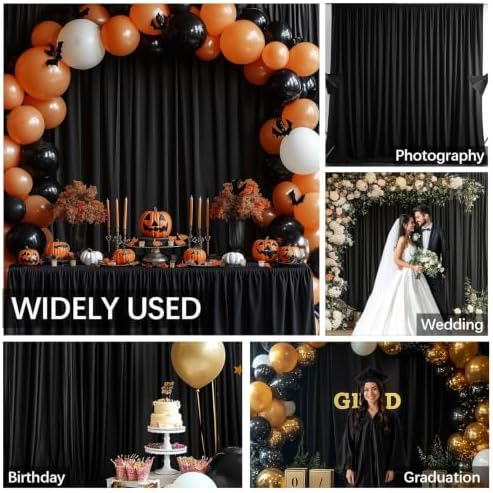10x10FT Black Backdrop Curtains for Parties Wrinkle Free Black Curtains Backdrop Drapes Soft Fabric Decoration, alternate