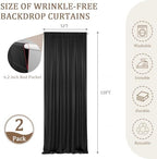 10x10FT Black Backdrop Curtains for Wedding Parties, Ultra Drapey & Silky Drapes for Backdrop Skin-Friendly &, alternate view
