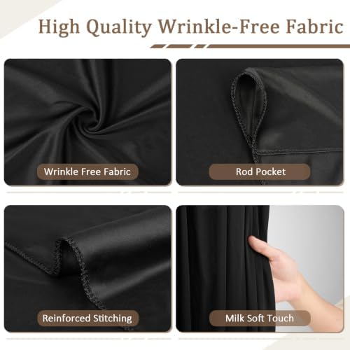 10x10FT Black Backdrop Curtains for Wedding Parties, Ultra Drapey & Silky Drapes for Backdrop Skin-Friendly &, alternate view
