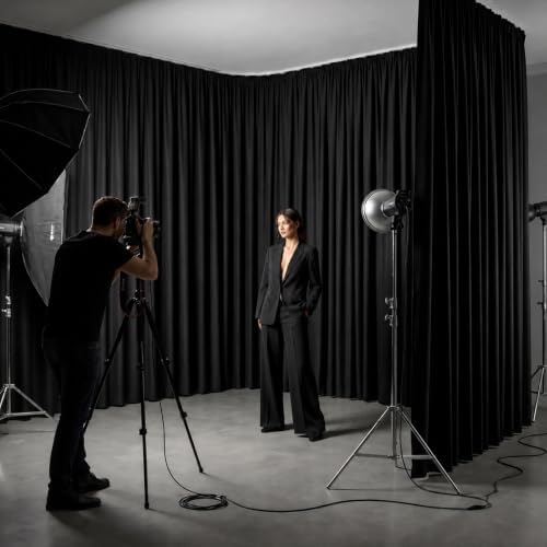 10x10FT Black Backdrop Curtains for Wedding Parties, Ultra Drapey & Silky Drapes for Backdrop Skin-Friendly &, alternate view