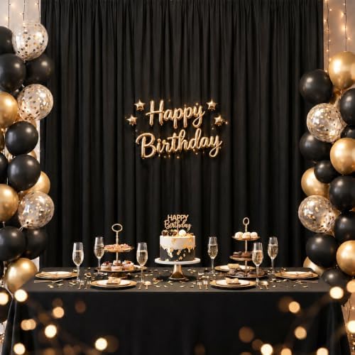 10x10FT Black Backdrop Curtains for Wedding Parties, Ultra Drapey & Silky Drapes for Backdrop Skin-Friendly &, alternate view