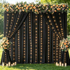 10x10ft Black Backdrop Curtains with Lights String for Parties, 2 Panels in 5'(W) x 10'(H), 2 panels in Blcak, alternate view