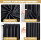 10x10ft Black Backdrop Curtains with Lights String for Parties, 2 Panels in 5'(W) x 10'(H), 2 panels in Blcak, alternate view