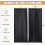 10x10ft Black Backdrop Curtains with Lights String for Parties, 2 Panels in 5'(W) x 10'(H), 2 panels in Blcak, alternate view