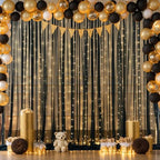 10x10ft Black Chiffon Backdrop Curtain with Lights String for Wedding Sheer Tulle Curtain Photo Backdrops Drapes, alternate