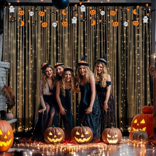 10x10ft Black Chiffon Backdrop Curtain with Lights String for Wedding Sheer Tulle Curtain Photo Backdrops Drapes, alternate