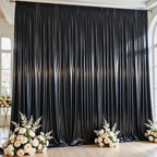 10x10ft Black Glitter Backdrop Curtain for Parties, Wrinkle Free Satin Photo Backdrop Drapes 2 Panels 5x10FT