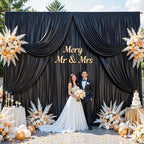 10x10ft Black Glitter Backdrop Curtain for Parties, Wrinkle Free Satin Photo Backdrop Drapes 2 Panels 5x10FT, alternate view