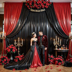 10x10ft Black Glitter Backdrop Curtain for Parties, Wrinkle Free Satin Photo Backdrop Drapes 2 Panels 5x10FT, alternate view