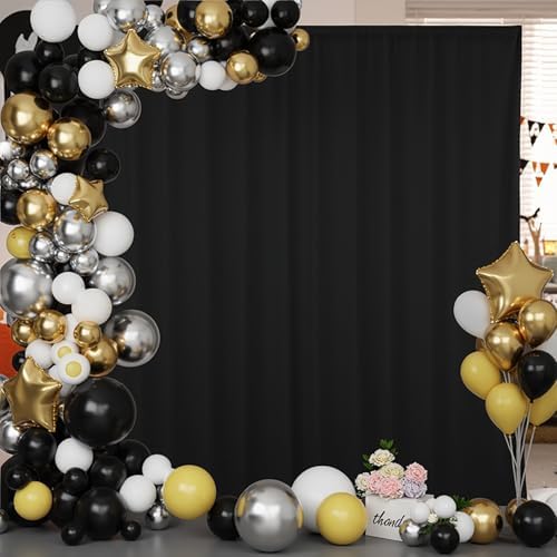 10x10ft Black Polyester Backdrop Curtain 2 Panels Party Wedding in 5x10FT 2pcs in Black