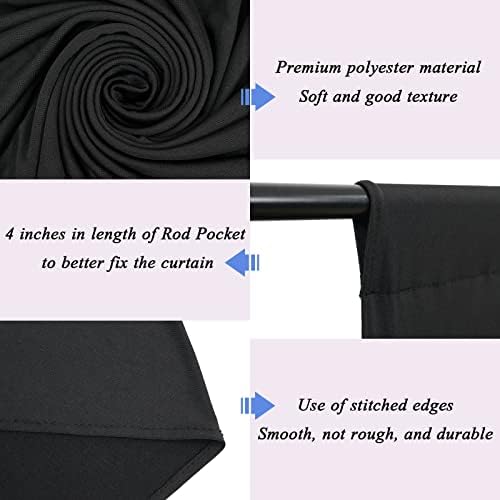 10x10ft Black Polyester Backdrop Curtain 2 Panels Party Wedding in 5x10FT 2pcs in Black, alternate view 4