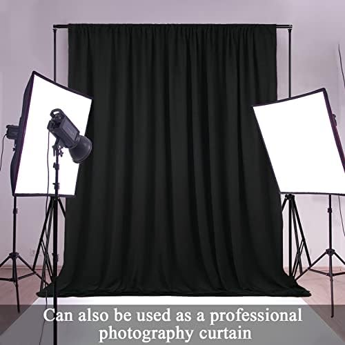 10x10ft Black Polyester Backdrop Curtain 2 Panels Party Wedding in 5x10FT 2pcs in Black, alternate view 6