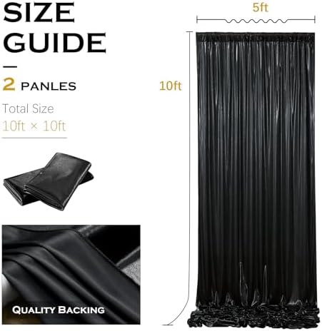 10x10ft Black Sequin Backdrop Curtains Wrinkle Free Drapes Halloween Photo in 10x10ft, alternate view 2