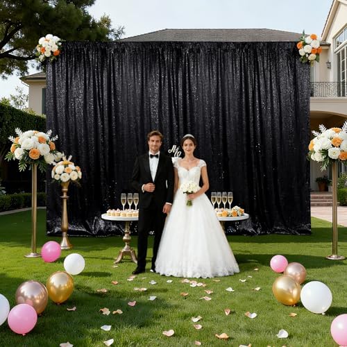 10x10ft Black Sequin Backdrop for Photography Shimmer in 10FT x 10FT in Black, alternate view 2