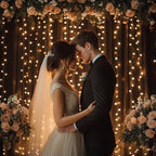 10x10ft Black Tulle Backdrop Curtain with String Lights, Wrinkle-Free Sheer Wedding Backdrop for Birthday, alternate view 4