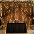 10x10FT Black Wrinkle Free Backdrop Curtains with Lights String for Parties - Photo Curtain Backdrop with Lights, alternate