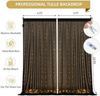 10x10FT Black Wrinkle Free Backdrop Curtains with Lights String for Parties - Photo Curtain Backdrop with Lights, alternate