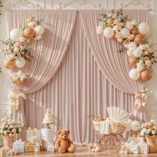 10x10ft Blush Nude Backdrop Curtain Panels for Parties - Wrinkle Free Polyester Photo Curtain Backdrop Wedding, alternate